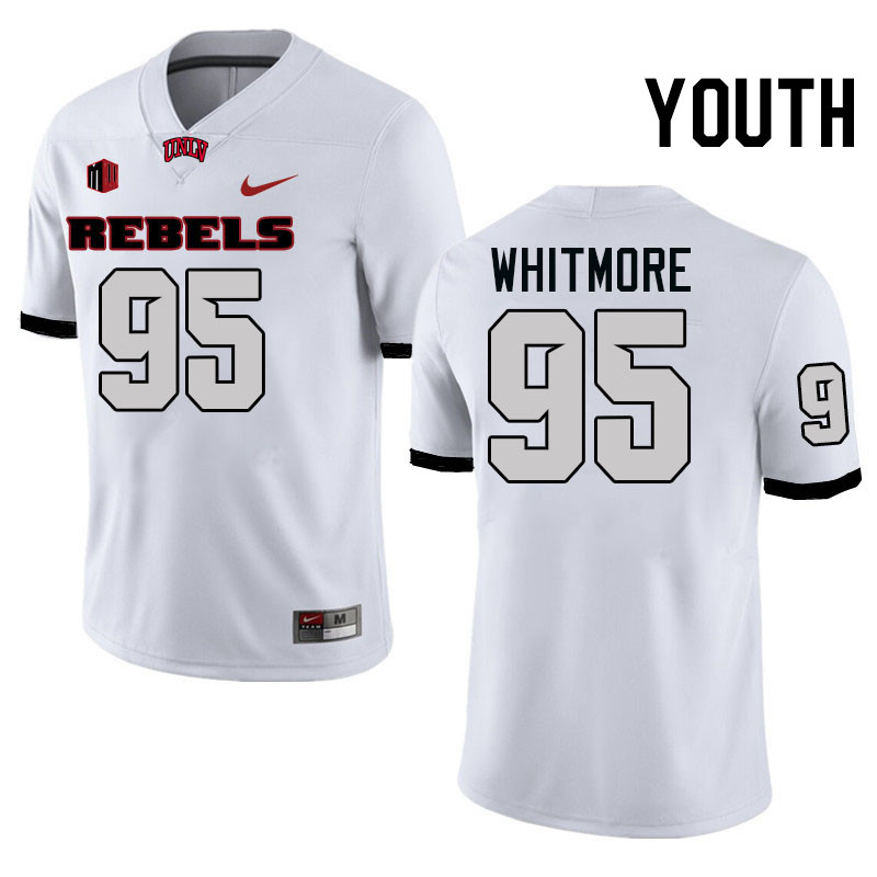 Youth #95 Alexander Whitmore UNLV Rebels College Football Jerseys Stitched-White